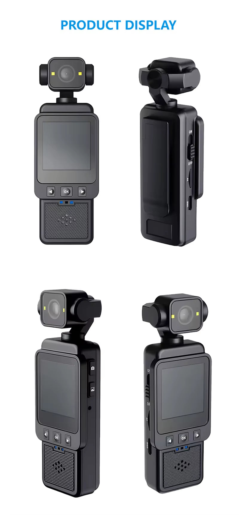 Xiaomi 8K Handheld Sports Camera 180 ° Rotating Mini Portable Anti-Shake Camera HD Display Wifi Wearable Night Vision Camera