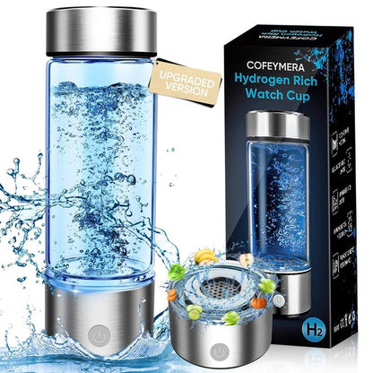 Hydrogen Water Bottle Portable Generator Ionized Water Cup for Home Office Travel Daily Use Silver Upgrade Version
