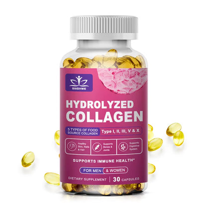 Powerful Hydrolyzed Collagen Capsules with Hyaluronic Acid Antioxidant Skin Hair Nails Health with Vitamins&Minerals