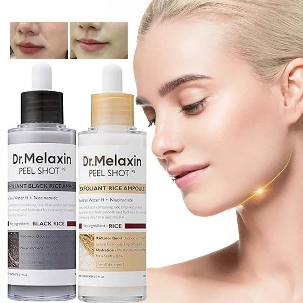 Dr. Melaxin White Black Rice Exfoliating Essence Toner Skin Lightening Contro Deep Moisturizing Shrink Pores Remove Blackheads