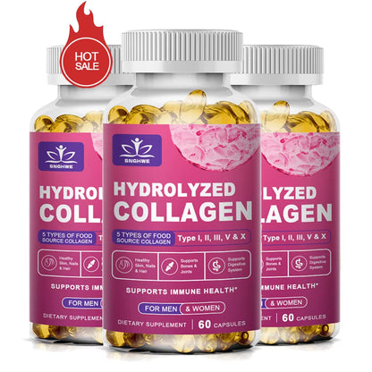 Powerful Hydrolyzed Collagen Capsules with Hyaluronic Acid Antioxidant Skin Hair Nails Health with Vitamins&Minerals