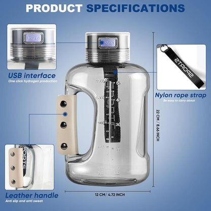 Hydrogen Water Bottle Portable Generator Ionized Water Cup for Home Office Travel Daily Use Silver Upgrade Version